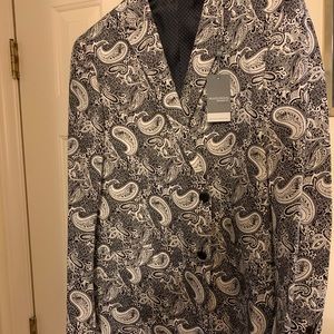 Men’s Black and White Paisley Blazer